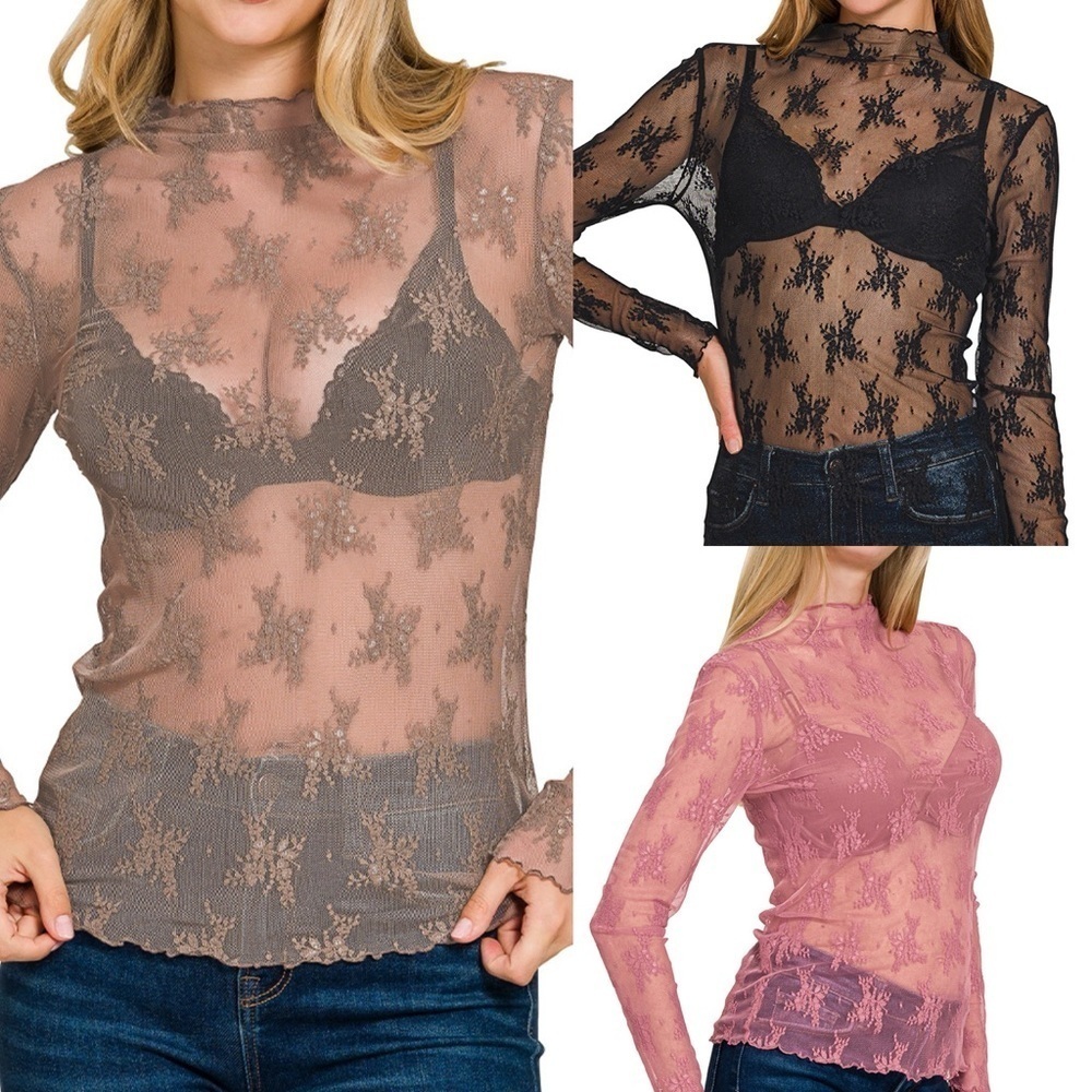 “ Luna Lace “ Long Sleeve Stretch Top | Fall Assortment